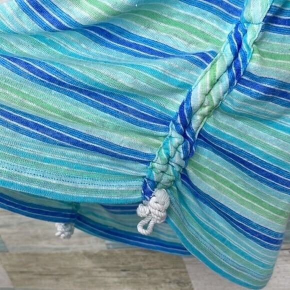 TALBOTS Linen Blend Side Ruched Tee Blue Green Womens Small - Picture 3 of 5